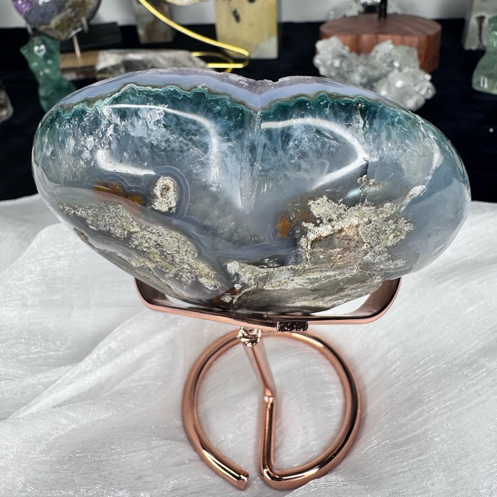 Mystic River Uruguay Green/Blue Purple Amethyst Agate Heart .46k Craving 🤍 - Picture 6 of 8